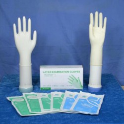 Disposable latex medical examination gloves