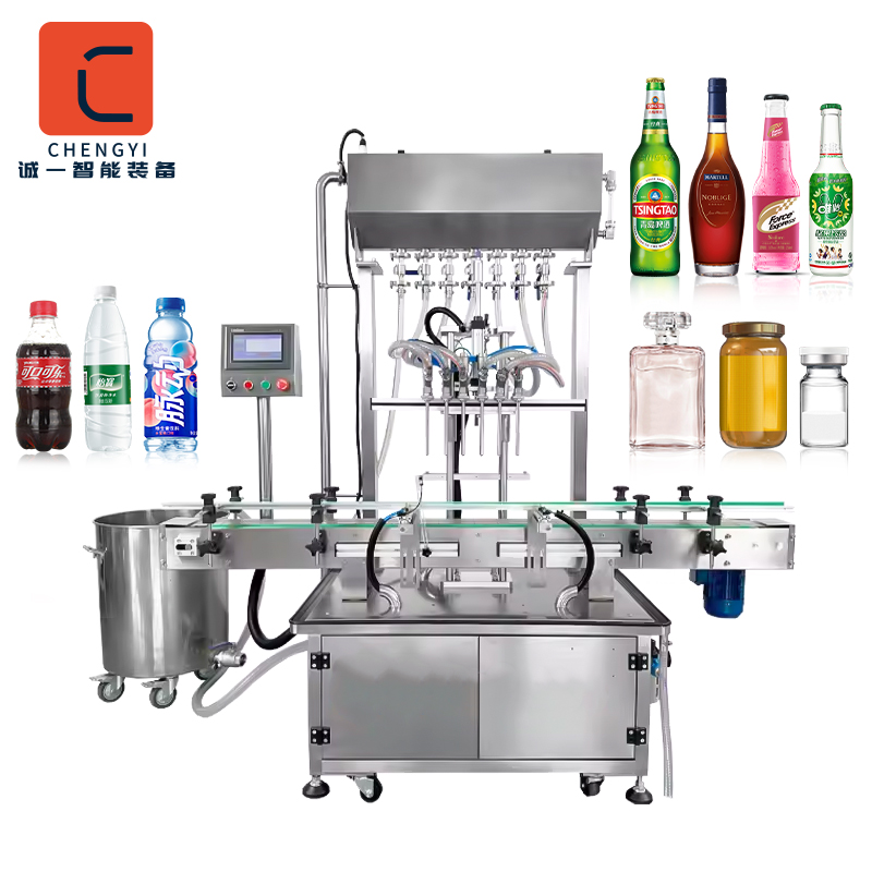 Multi Heads 6 Nozzles Liquid Filling Machine 250ml 1000ml Water Bottle Glass Plastic Bottle Sealing